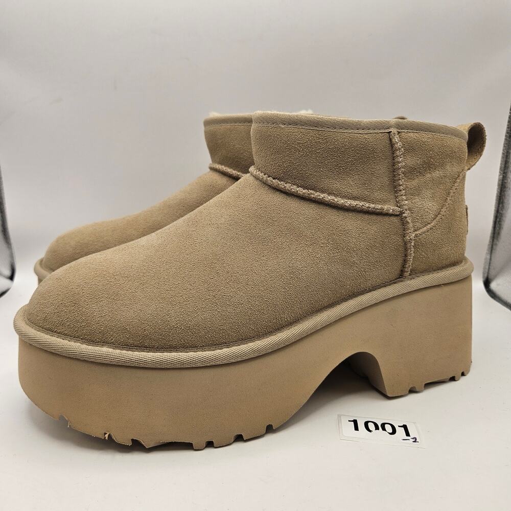 UGG ULTRA MINI WOMEN'S 10 NEW HEIGHTS MUSTARD SEED PLATFORM BOOTS 1158311